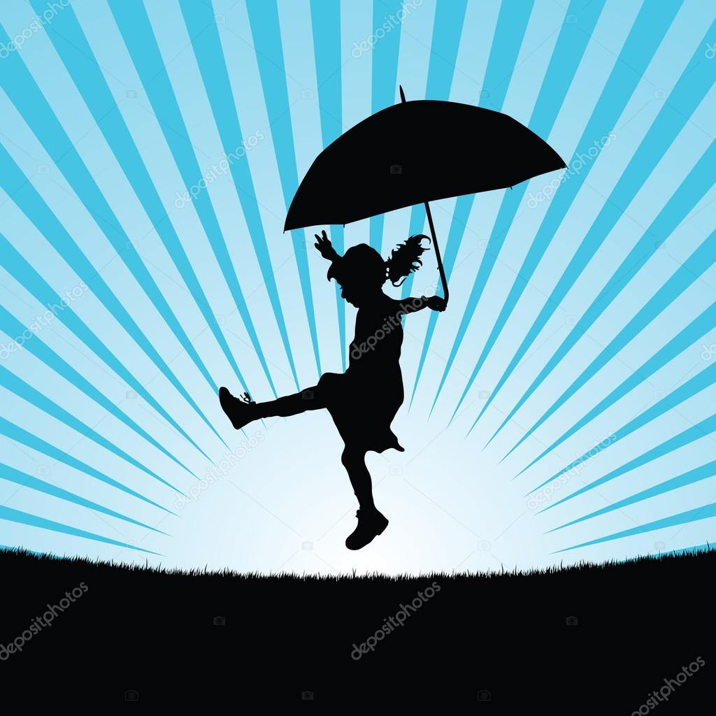Silhouette Kind Regenschirm Silhouette Kind Regenschirm