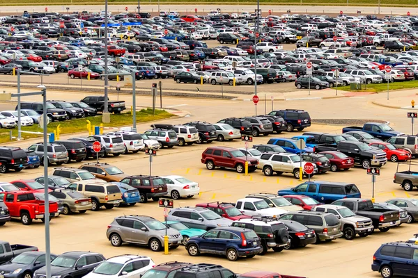 Cars in the airport parking lot at DIA