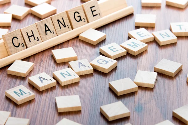 Scrabble tiles spelling CHANGE MANAGEMENT