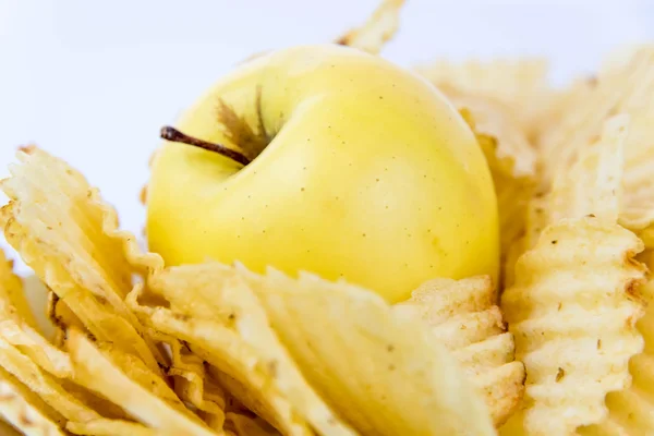 Yellow apple vs yellow salty potato chips