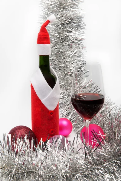 Wine bottle in Santa Claus\'s suit