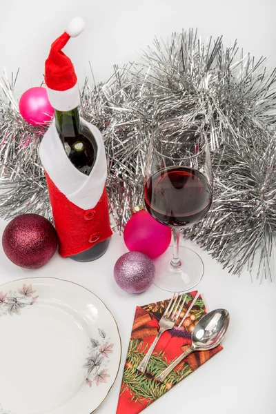 Wine bottle in Santa Claus\'s suit