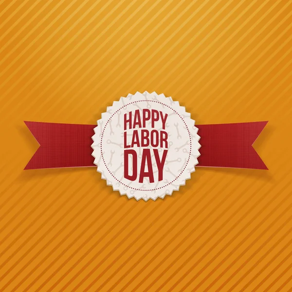 Happy Labor Day Holiday Emblem with red Ribbon