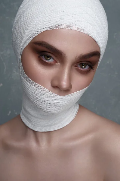 Fashion Beauty female Model with medical Bandage