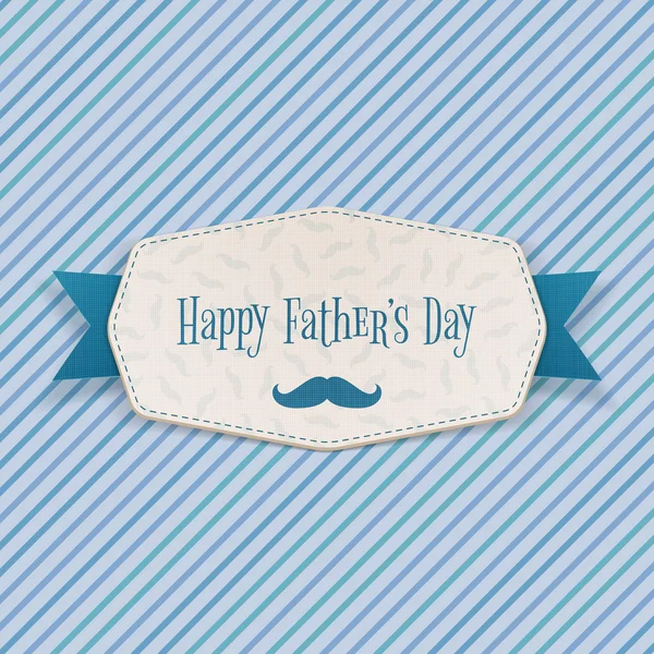 Happy Fathers Day greeting Label with blue Ribbon