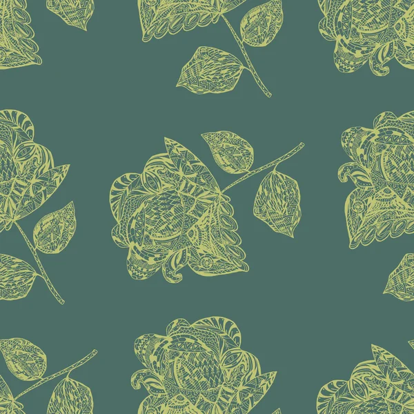 Seamless Pattern with yellow Flowers on green Background