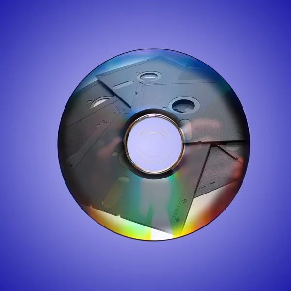 Dvd or cd and old floppy disk inside