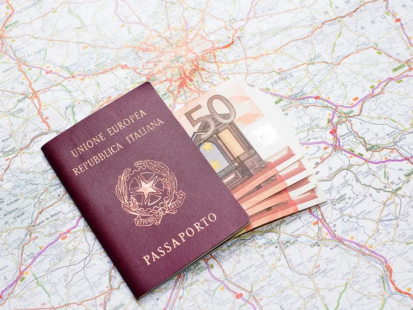 Passport, money and map before the travel