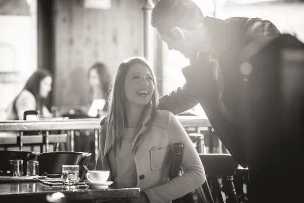 Couple dating at the bar