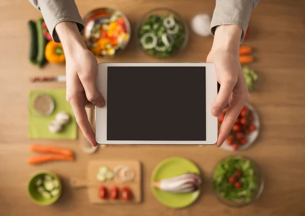 Food and cooking app on digital tablet
