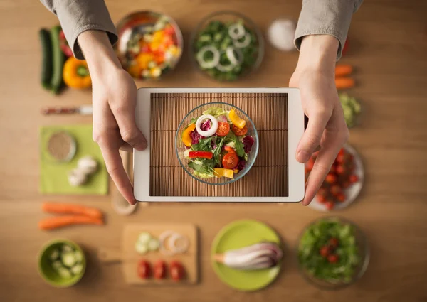 Food and cooking app on digital tablet