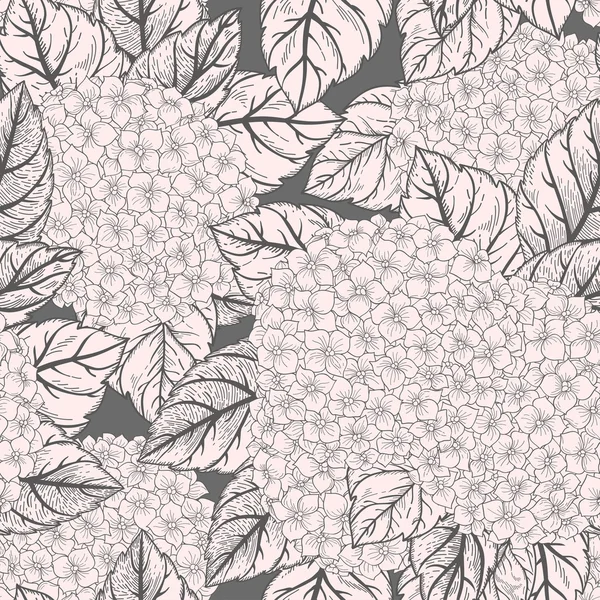 Pattern with flowers hydrangeas.