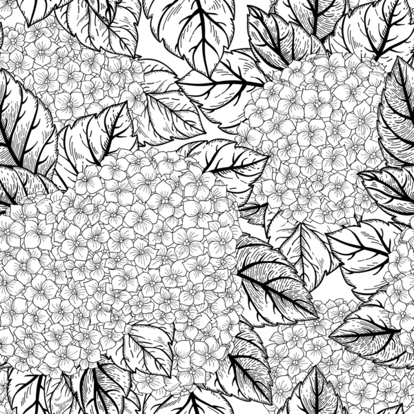 Pattern with flowers hydrangeas.