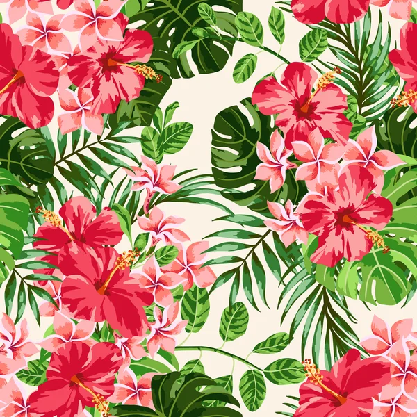 Tropical leaves and flowers