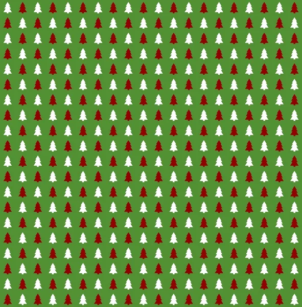 Green Christmas Background with red and white christmas trees illustration