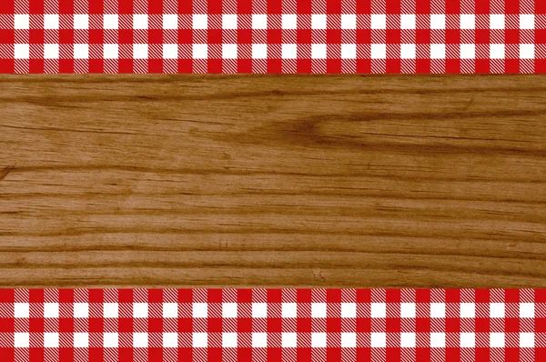 Wooden background tablecloth red white