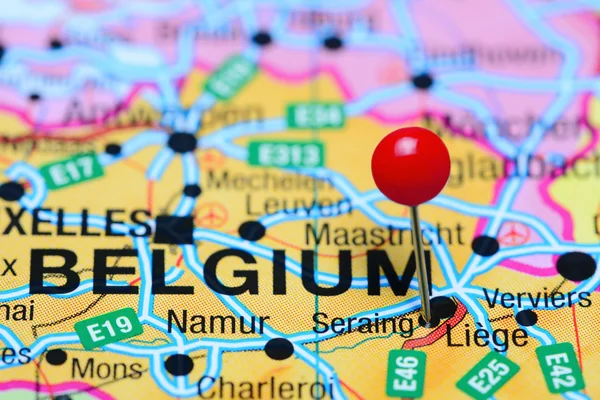 Seraing pinned on a map of Belgium