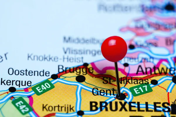 Gent pinned on a map of Belgium