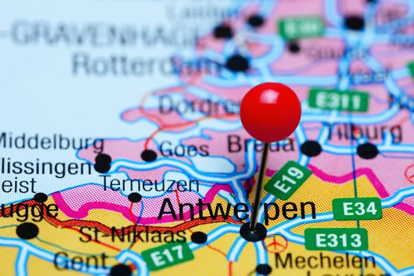 Antwerpen pinned on a map of Belgium