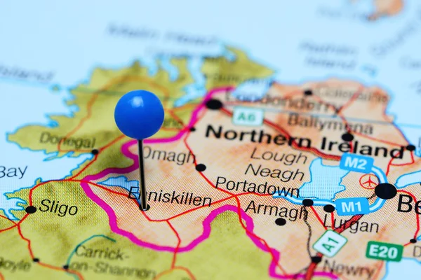 Enniskillen pinned on a map of Northern Ireland