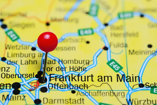 Frankfurt am Main pinned on a map of Germany