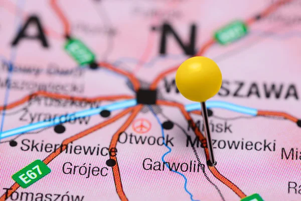 Garwolin pinned on a map of Poland