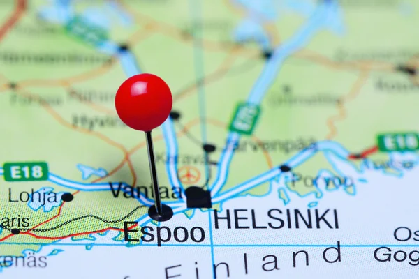 Espoo pinned on a map of Finland