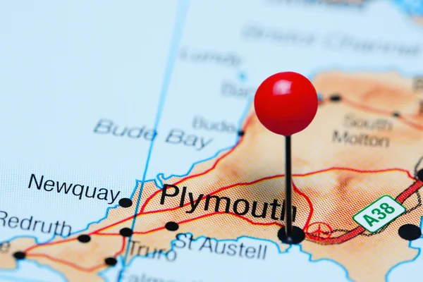 Plymouth pinned on a map of UK