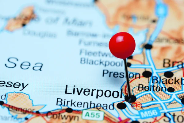 Liverpool pinned on a map of UK