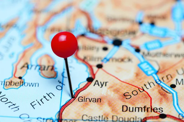 Girvan pinned on a map of Scotland