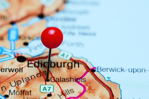 Galashiels pinned on a map of Scotland