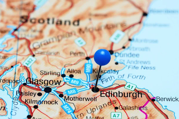 Edinburgh pinned on a map of Scotland