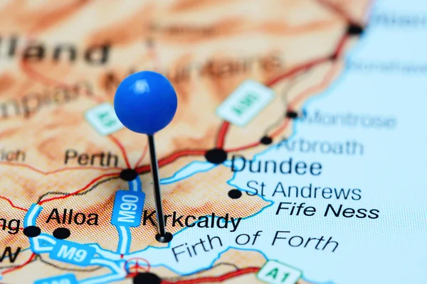 Kirkcaldy pinned on a map of Scotland