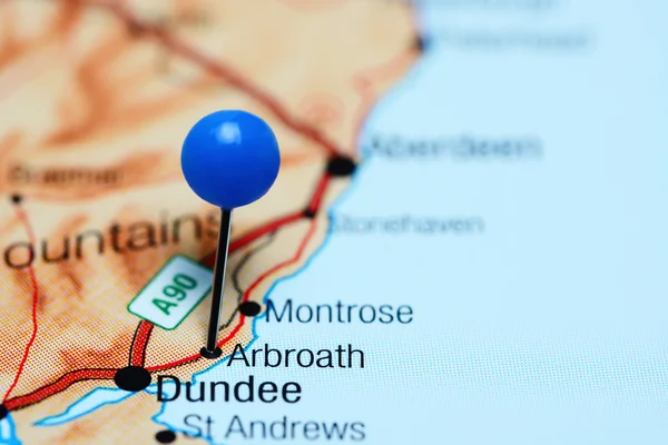 Arbroath pinned on a map of Scotland