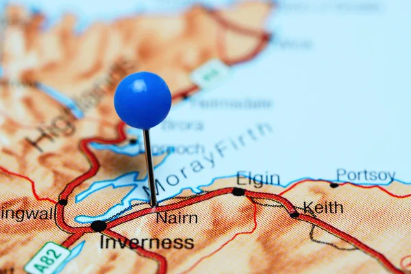 Nairn pinned on a map of Scotland