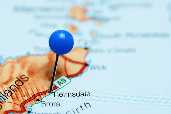 Helmsdale pinned on a map of Scotland