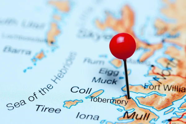 Tobermory pinned on a map of Scotland