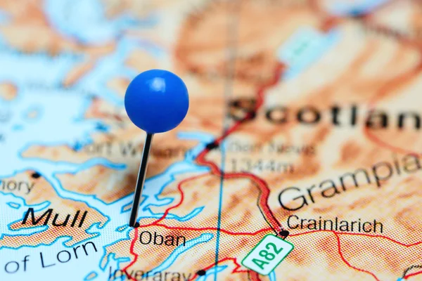 Oban pinned on a map of Scotland