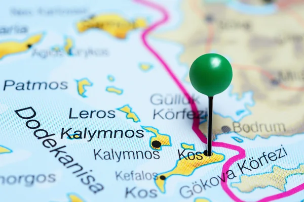Kos pinned on a map of Greece