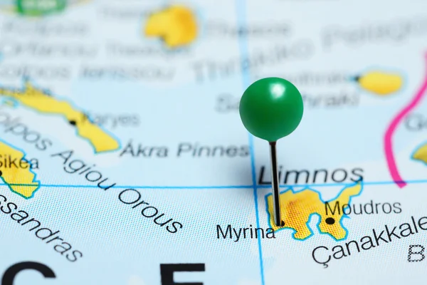 Myrina pinned on a map of Greece