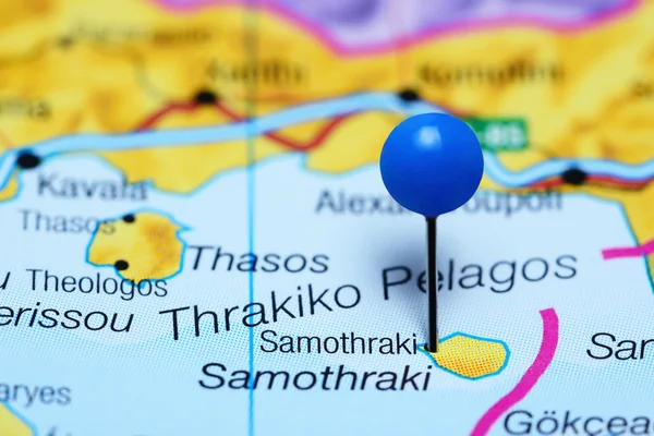 Samothraki pinned on a map of Greece