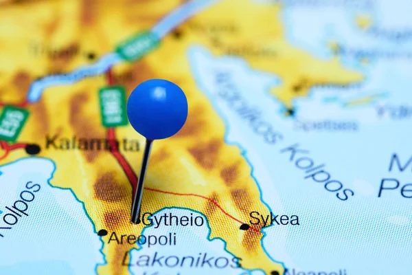 Gytheio pinned on a map of Greece