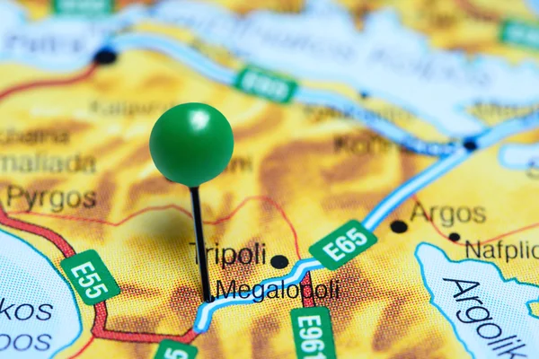 Megalopoli pinned on a map of Greece