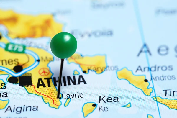 Lavrio pinned on a map of Greece