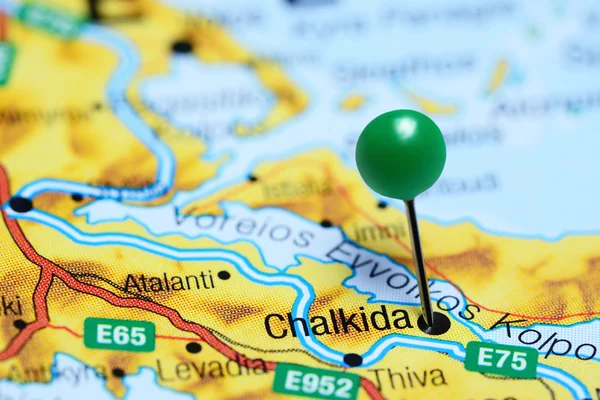Chalkida pinned on a map of Greece
