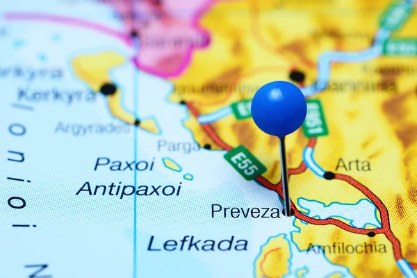 Preveza pinned on a map of Greece