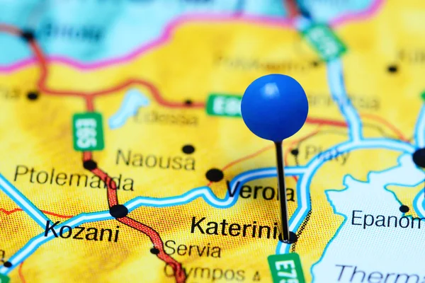 Katerini pinned on a map of Greece