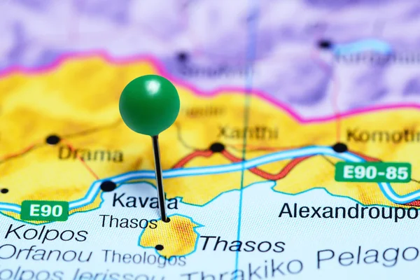 Thasos pinned on a map of Greece