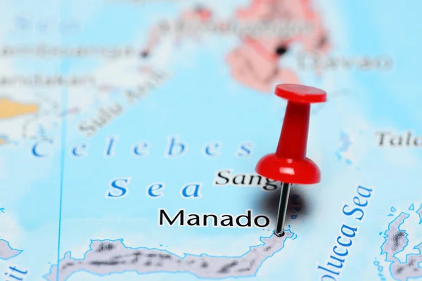 Manado pinned on a map of Indonesia