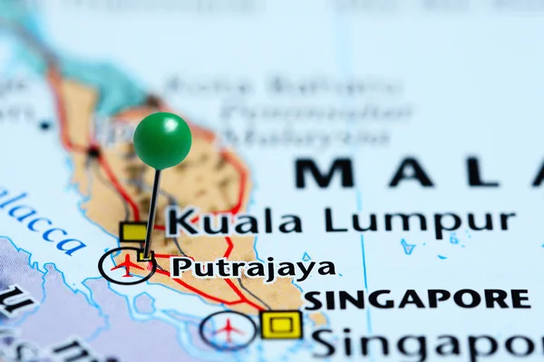 Putrajaya pinned on a map of Malaysia